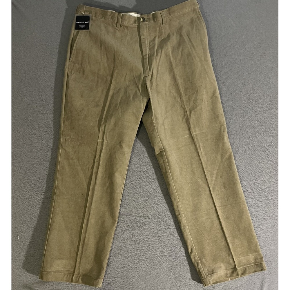 Vintage Haggar Corduroy Pants 40x30 Comfort Waist Classic Fit Flat Front‎ Khaki